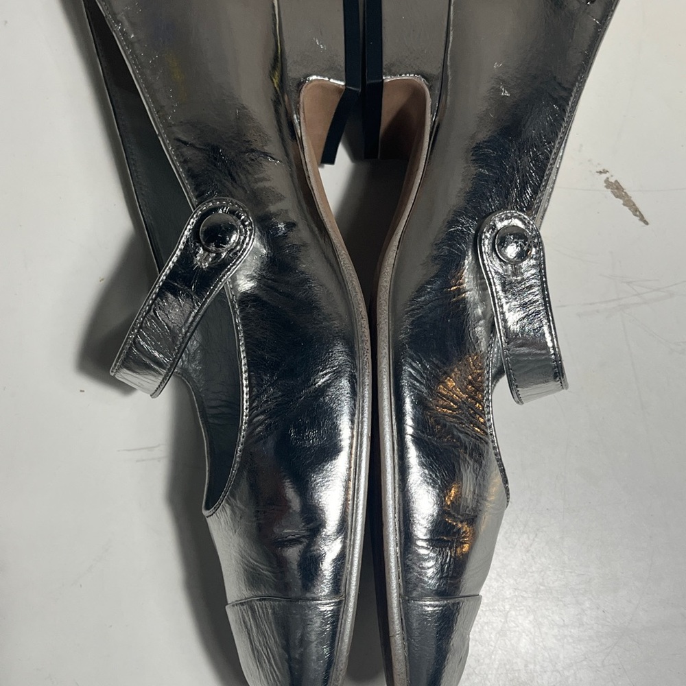 CHANEL Silver Mary Jane Flats with Strap - Picture 5 of 13
